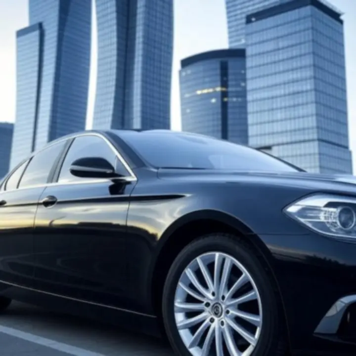 Luksusowa limuzyna w biznesowej dzielnicy