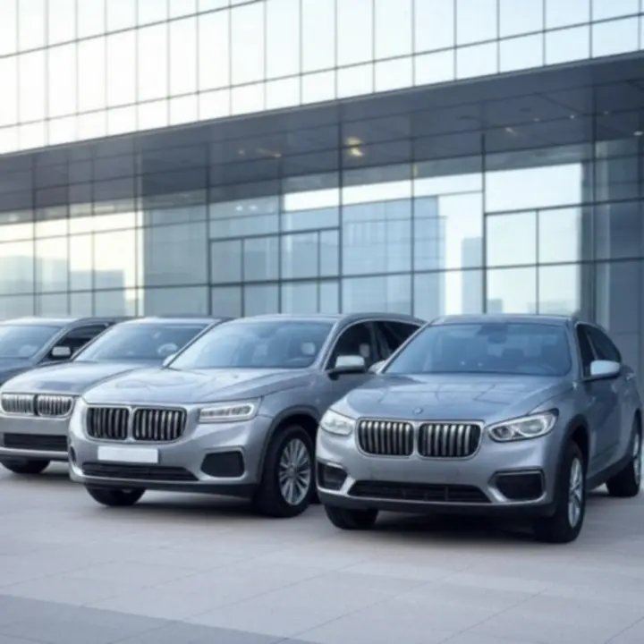 Samochody firmowe w centrum biznesowym