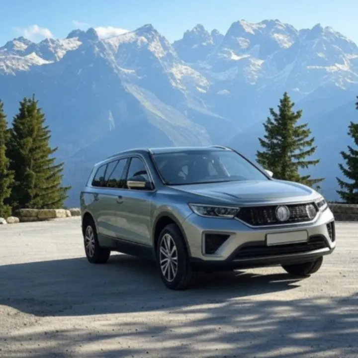 Rodzinny van na tle malowniczego krajobrazu