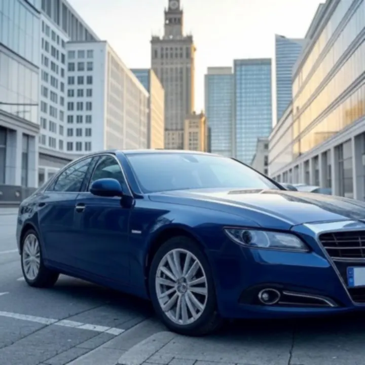 Flota pojazdów w centrum biznesowym Warszawy